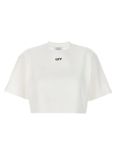 Off-white Crew Neck Boxy Cropped T-shirt In White