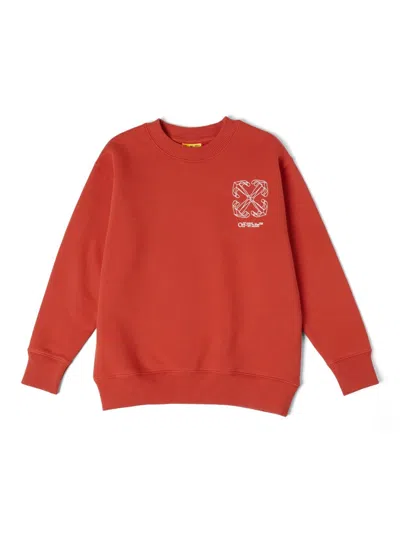 Off-white Mini Arrow Stitched Crewneck Sweatshirt In Red