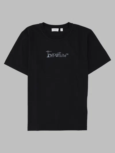 Off-white Off White Logo-embroidered Cotton Jersey T-shirt In Black