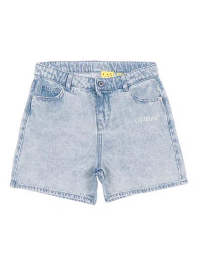 Off-white Off White Bookish Denim Short In Multi