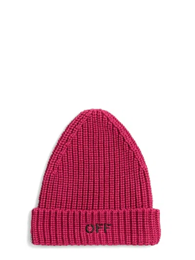Off-white Off White Cappello Beanie Con Logo In Pink