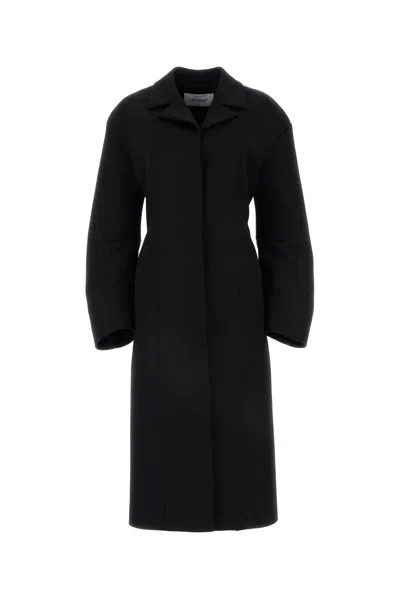 Off-white Wool-blend Tailored Coat In Black