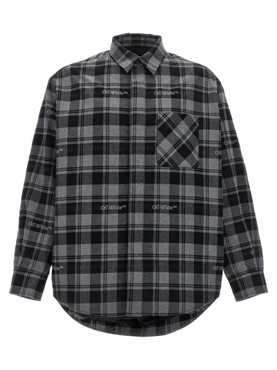 Off-white Off White Check Flannel Padded Jacket In Gray