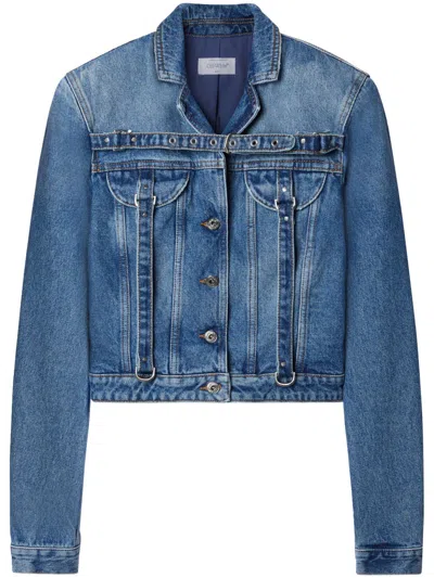 Off-white Off White Cropped Denim With Belt Jacket In Blue