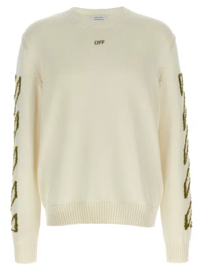 Off-white Off White Diag Outline Knit Sweater In Cream