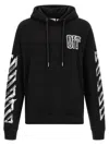 Off-white Motion Arrow Skate Black Cotton Hoodie With Distinctive Graphic Prints In Black