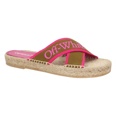 Off-white Off White Green Cotton Espadrilles In Multi