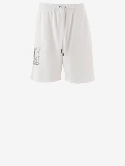 Off-white Off White Heraldic Arrow Cotton Shorts In Gray
