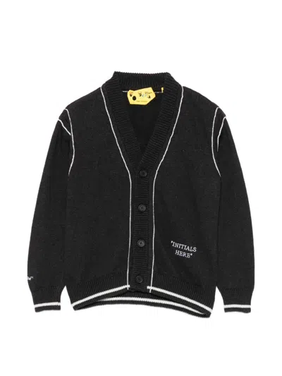Off-white Off White Initials Here Knit Cardigan In Black