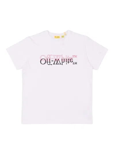 Off-white Off White Kids Big Bookish Double Tee S/s In Pink