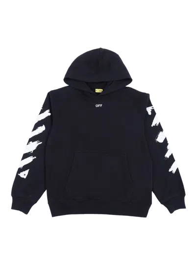 Off-white Off White Kids Diag Paint Hoodie In Black