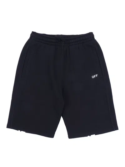 Off-white Off White Kids Diag Paint Sweatshort In Black