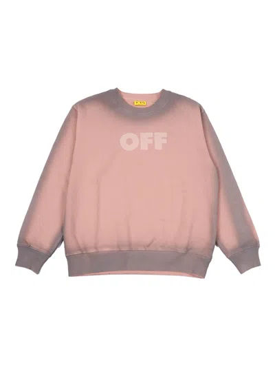 OFF-WHITE OFF WHITE KIDS GARMENT DYED SPRAY CREW ROSE PINK - SOFT