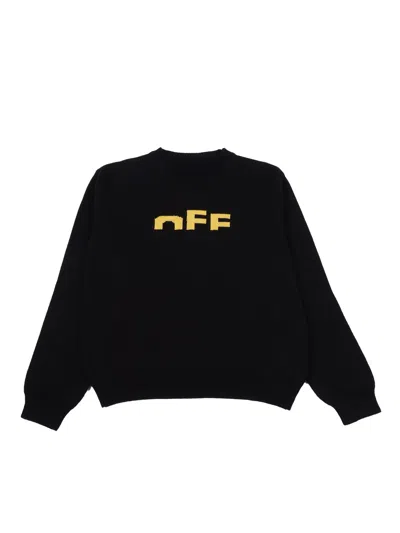 OFF-WHITE TYPE  LOGO KNIT CREW BLACK - YELLOW