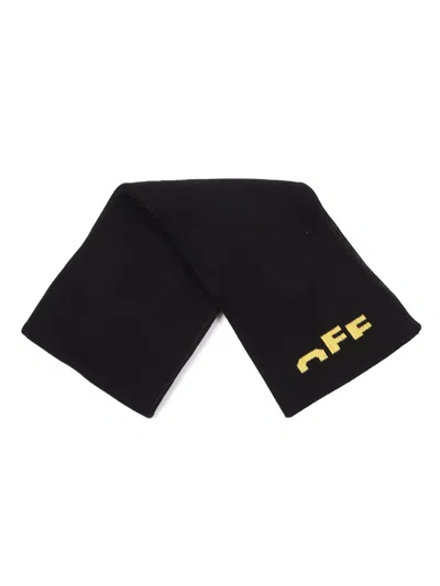 Off-white Off White Kids Type Logo Scarf Black - Yellow