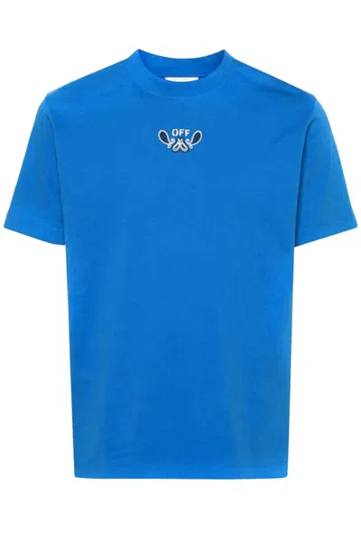 Off-white Off White Logo Printed Crewneck T-shirt In Blue