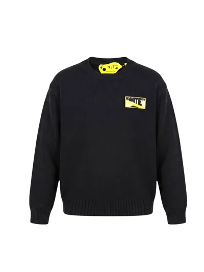 Off-white Off White Logo Patch Knit Crew In Animal Print