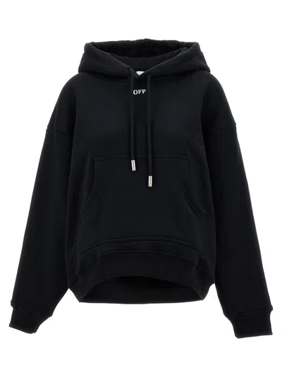 Off-white Off White Logo-embroidered Cotton Hoodie In Black