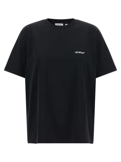 Off-white Off White Logo-embroidered Cotton T-shirt In Black