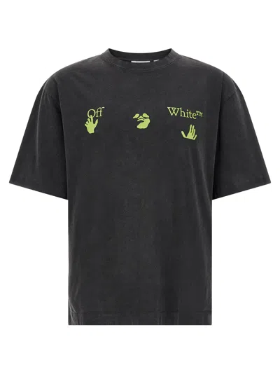 Off-white Off White Logo-embroidered Cotton T-shirt In Black