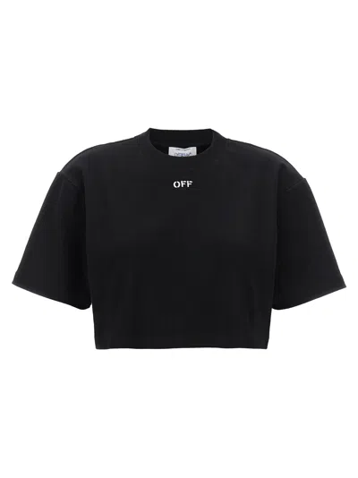 Off-white Off White Logo-embroidered T-shirt In Black