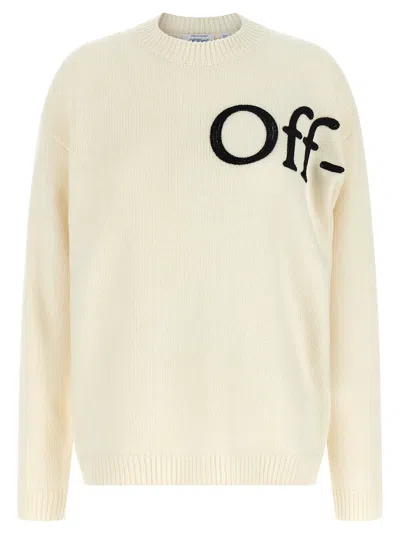 Off-white Off White Logo-embroidered Wool Blend Sweater In Neutral