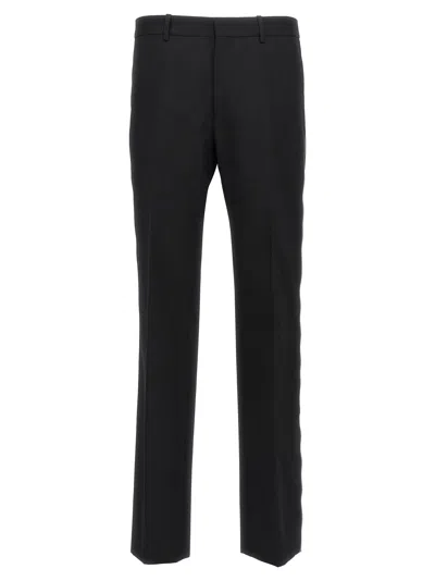 Off-white Off White Logo-embroidered Wool Trousers In Black