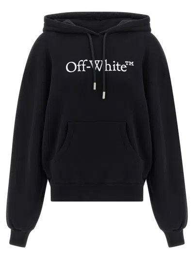 Off-white Off White Logo-print Brushed Cotton Hoodie In Black