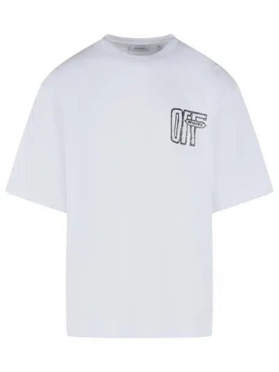 Off-white Off White 'motion Arrow' White Cotton T Shirt