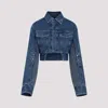 Off-white Off White Motorcycle Hole Crop Jacket 38 In Blue