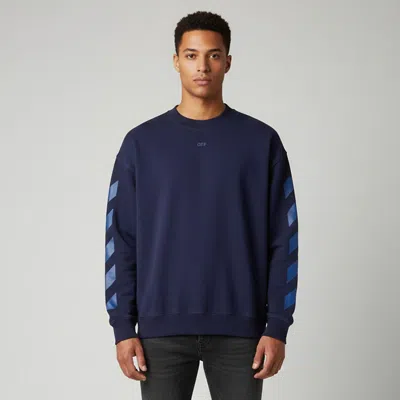 Pre-owned Off-white Off White Navy Blue Jersey Long Sleeve Sweatshirt Xl