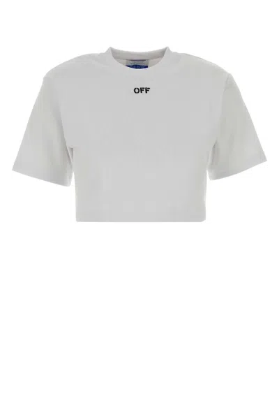 Off-white Off White Off Stamp Rib Cropped Tee White Black