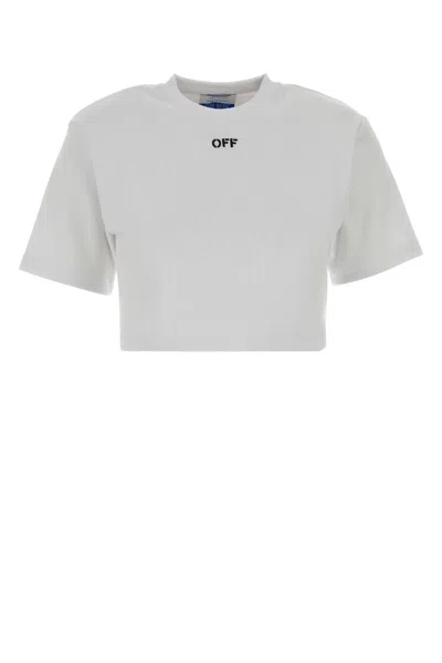 Off-white Off White Off Stamp Rib Cropped Tee White Black