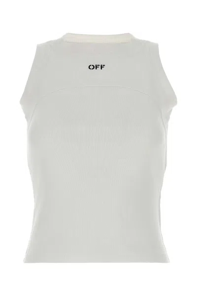 Off-white Logo-embroidered Ribbed Cotton Tank Top