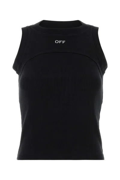 Off-white Off White Off Stamp Rib Round Tank Top In Black
