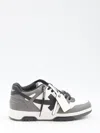 Off-white Out Of Office Grey Low Top Sneakers With Logo Patch On The Tongue And Contrasting Stitching In Leath In Gray