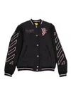 Off-white Off White Ow Patch Varsity Dark Grey Fuchsia In Black