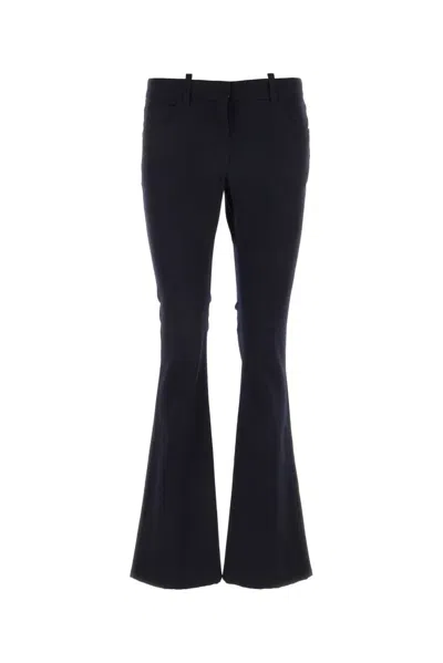 Off-white Virgin Wool Flared Trousers In Blue