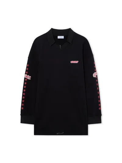 Off-white Off White Star Polo Sweatdress In Black High Risk Red