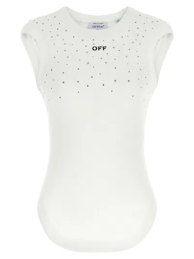 Off-white Off White Swarovski-embellished Ribbed Jersey Tank Top