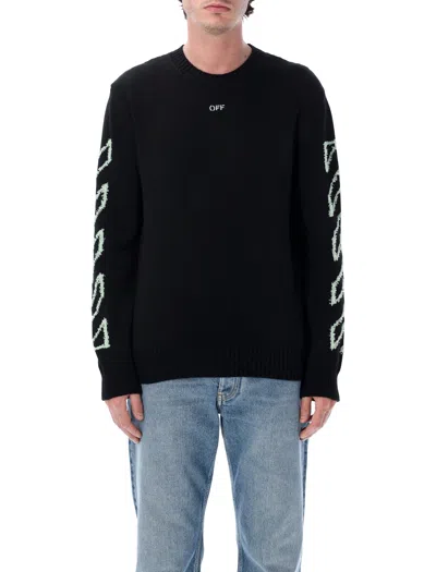 Off-white Diagonal Outline Crewneck Knit Sweater In Multi