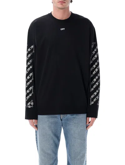 Off-white Chain Araldic Arrow Long Sleeved T-shirt In Black