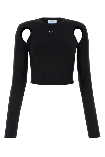 Off-white Black Cut-out Long Sleeve Cropped Top In Multi