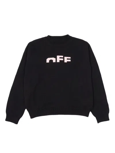 Off-white Off White Type Logo Knit Crew Black Soft Pink