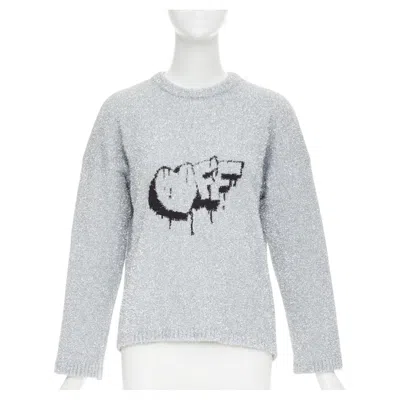 Pre-owned Off-white Off White Virgil Abloh 2019 Lurex Off Graffiti Graphic Wide Cut Crop Sweater