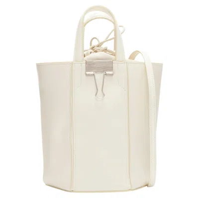 Pre-owned Off-white Off White Virgil Abloh Allen Binder Clip Cream Leather Drawstring Tote Bag