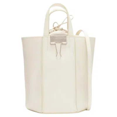 Pre-owned Off-white Off White Virgil Abloh Allen Binder Clip Cream Leather Drawstring Tote Bag
