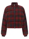 Off-white Arrow Spray Plaid Check Puffer Jacket In Brown