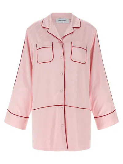 Off-white Off White Women's Jacquard Satin New Roxy Pajama Shirt In Pink