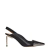 Off-white Satin-finish Leather Slingback Pump In Black